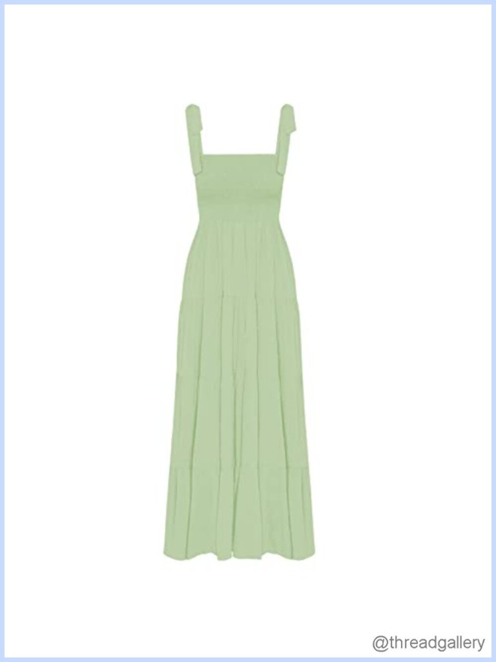 Women's Boho Spaghetti Strap Square Neck Ruffle Flowy Maxi Dress
